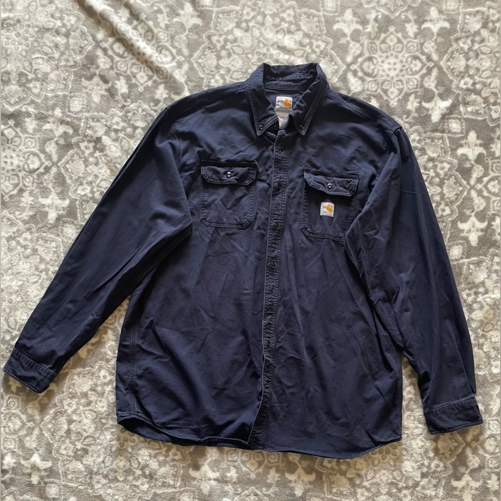 Carhartt Flame Resistant Classic Twill Men's Long Sleeve Button Up Shirt Size2XL
